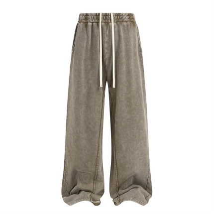 ZODF Retro 2025 Autumn Men 380gsm Washed Cotton Pants Unisex Distressed Loose Terry Sport Trousers Sweatpants HY1079