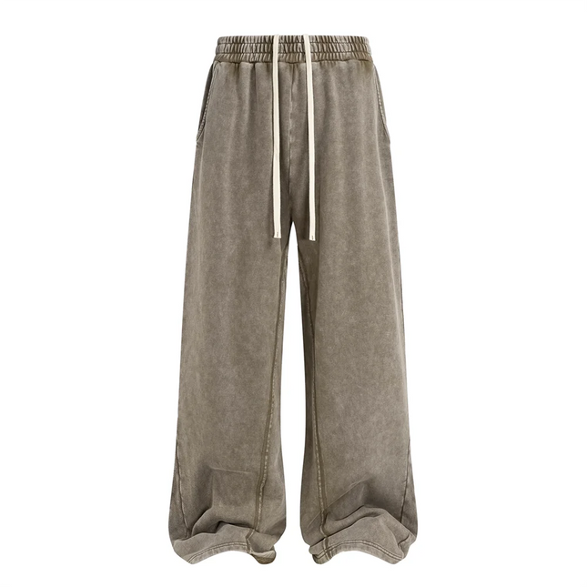 ZODF Retro 2025 Autumn Men 380gsm Washed Cotton Pants Unisex Distressed Loose Terry Sport Trousers Sweatpants HY1079