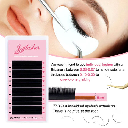 JYJLASHES Cashmere Lash Extensions Super Matte Black Classic Lash Extensions Individual Eyelashes for Professional Mink Lashes