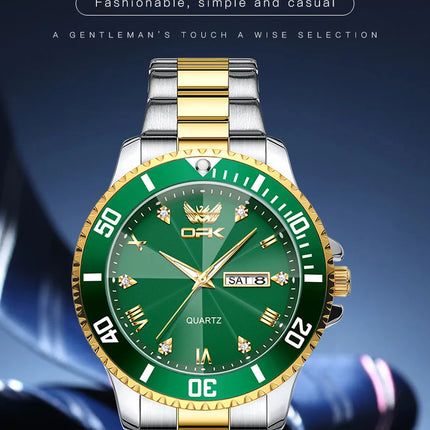 OPK 8171 Men's Watches Simple Casual Original Quartz Watch for Man Waterproof Stainleess Steel Luminous Dual Calendar Display