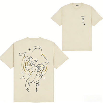 Bandai New Pokemon Mewtwo Ready To Fight Graffiti Print High Quality Mens Short Sleeve Parent-Child Loose Comfortable T-Shirt