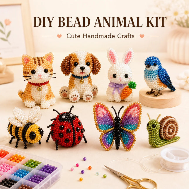 Mini 3D Bead Kit for Animal DIY Set - Interactive Assembly Gift for Parents and Children - 3D Animal Shape Bead Assembly Set
