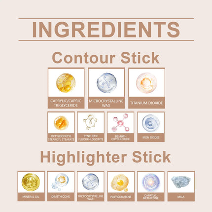 Contour Stick Dual Ended Stick Highlighter Easy Blend Travel Friendly Long Lasting Natural Finish Oil Lightweight Coverage