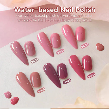 LILYCUTE 7ml Water-Based Nail Polish Pink Gittler Color Long Lasting Quick Drying No Need of Lamp to Cure Nail Supplies For Nail
