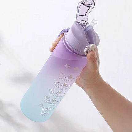 900ML Water Bottle With Time Marker Plastic Motivational Water Bottle with straw Drinking Bottle for Gym Sports Outdoor Travel