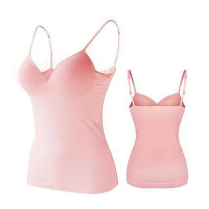 Sexy Women Crop Tops Padded Spaghetti Strap Tank Top Women Built-in Bra Off-Shoulder Camisole Seamless Tank Lingerie Underwear