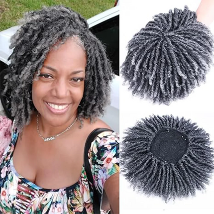 6inch Afro Dreadlock Hair Toppers Hair Pieces Synthetic Kinky Curly Wig One Piece Dreads Toupee Clip Hair for Women And Men