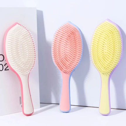 1pcs leaf shaped fine toothed comb hair brush, fluffy skull top non knotted air cushion comb,Special for real hair wigs