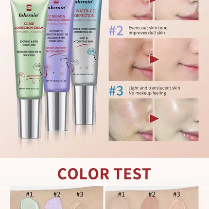 CC Red Correction Cream Liquid-Based Full Coverage Cream Waterproof Long-Lasting Correct Redness Foundation Korean Face Cosmetic