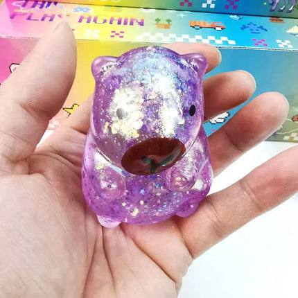 Cartoon Capybara Decompression Toy Soft Glitter Gummy Fidget Toys Pinching and Stress Relief Tool Anti Stress Squeeze Toy Gifts