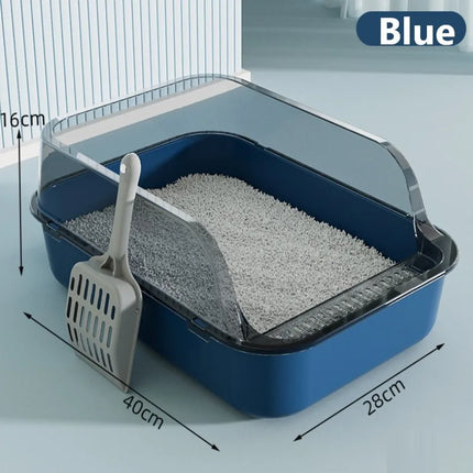 Kitty Sandbox Cat Litter Box Semi-enclosed Splashproof Cat Tray Cat Toilet Cleaning Basin Supplies Pet Toilet Kitten Tray Bedpan