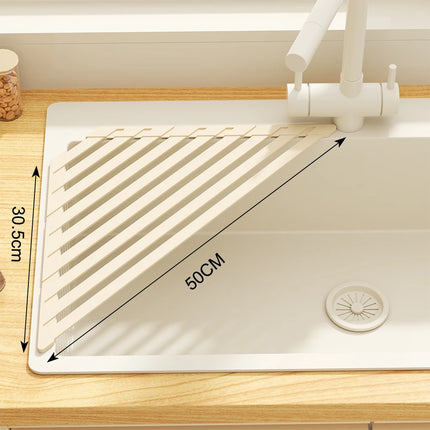 Foldable Drain Rack Kitchen Sink Organizer with  Towel Bar  Adjustable Over Sink Drainer for Dishes, Glasses, Pots & Pans