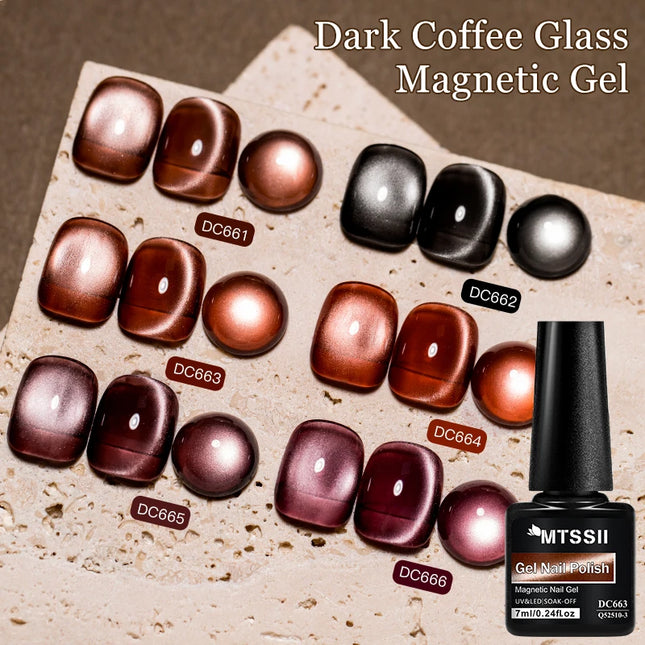 7ml Dark Coffee Glass Magnetic Gel Nail Polish Gentle Moonlight Gel Autumn And Winter Colors Soak Off Semi-Permanent Varnish