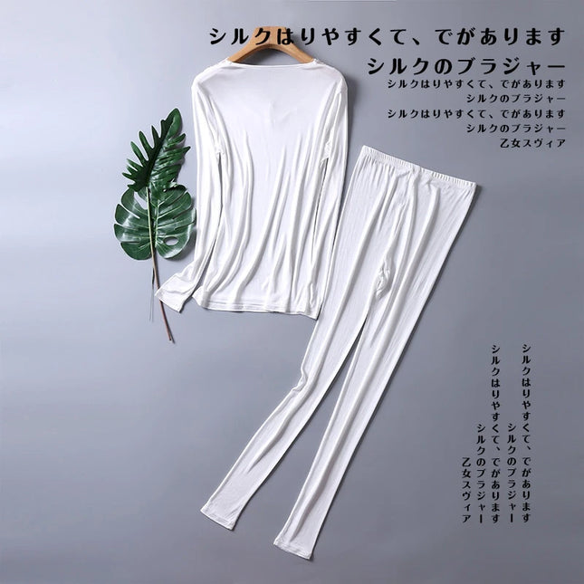 Sexy Silk Clothes Women's Thermal Underwear Sets for Women Lingerie Set Inner Wear Winter Clothing Thermo Shirt Woman Base Layer
