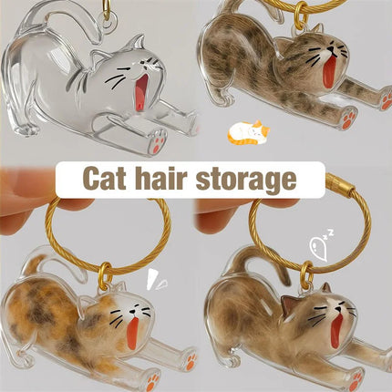 Cat Hair Memorial Storage Keychain Cat Fur Container Pets Cat Fur Collector Capsule Keyring Kitty Hair Hanging Pendants