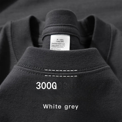 Men's Clothing Summer Cotton 300g Pure Cotton Short Sleeve T-Shirt Men's Casual Base Top Oversized T-Shirt