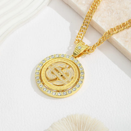 A Trendy Dollar Pendant Necklace with a Unique Style, Featuring a Diamond-Encrusted Dollar Cuban Chain