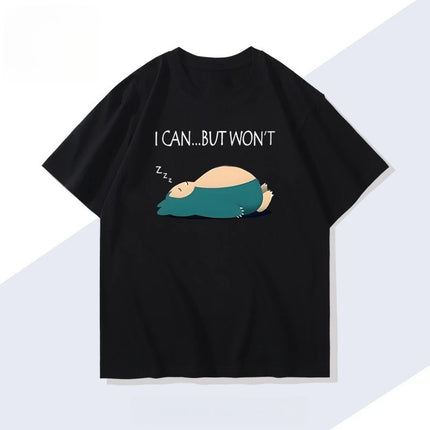 Men's New  Pokémon Handheld Game Snorlax T-shirt Summer New Men's and Women's Japanese  Trend Loose Casual Short-sleeved Top