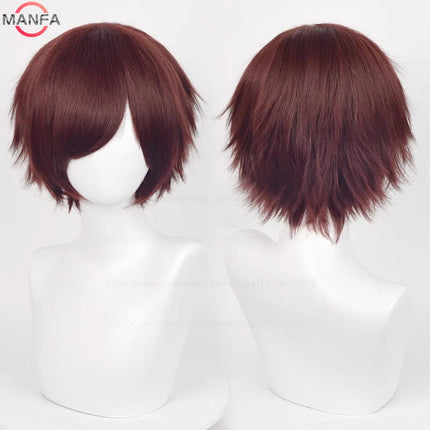 Anime 30cm Short Straight Cosplay Wig Black White Green Brown Purple Blue Gray Red Gold Man Women Heat Resistant Synthetic Hair