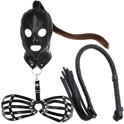 Adult Supplies Alternative Hood Wig Anonymous Mask RolePlay Stage Props Bondage Lingerie Spanking Snake Whip Sexy Toys For Women