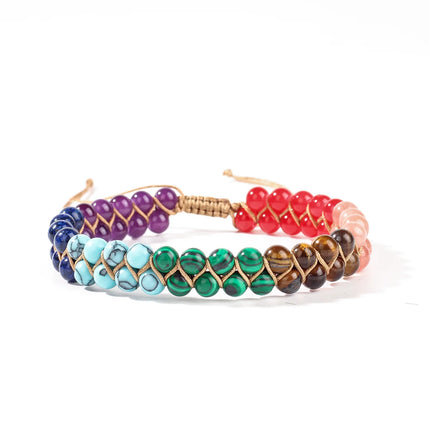 7 Chakras Natural Stone Anklet For Women Symbolize Happiness And Good Luck Crystal Braided Rope Ankle Bracelet Summer Jewelry