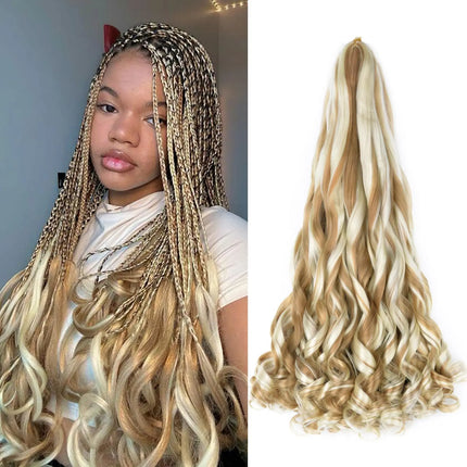 French Curl Braids Hair 22“Loose Wave Bouncy Synthetic Spiral Curls Braiding Hair Extensions Ombre Pre Stretched Hair For Women