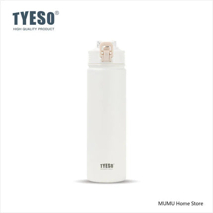 TYESO 600/750ML Thermos Bottle With Straw Stainless Steel Car Thermal Cup Sports Water Bottles Keeps Cold and Heat Thermal Mug