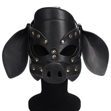 Slave Roleplay Erotic Costumes of Leather Pig Head Hood Mask for Men Gay Bdsm Bondage Pet Play Headgear Sex Toy Exotic Accessory