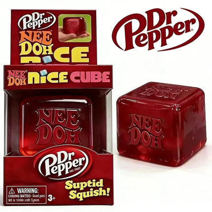 &Dr Pepper x NeeDoh Nice Cube Squishy Stress Relief Toy, Soft Squeeze Fidget Cube for Kids & Adults, Anxiety Relief Sensory Toy