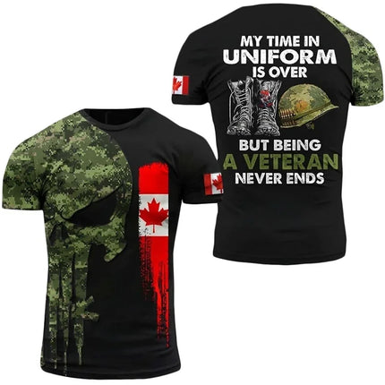 Canada Flag T Shirt Men Maple Emblem Camouflage Tops Pop 3D Jungle Camo Print Proud of Canadian T-shirt Beige Field Short Sleeve