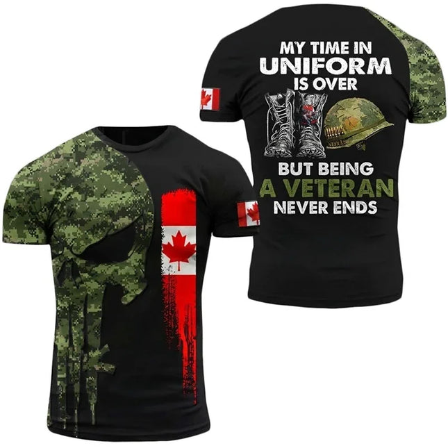 Canada Flag T Shirt Men Maple Emblem Camouflage Tops Pop 3D Jungle Camo Print Proud of Canadian T-shirt Beige Field Short Sleeve