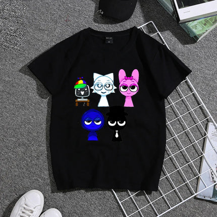 Summer Sprunkis Game Cotton Kids T-shirt Cute Anime Printed Tee Top Short Sleeve Kawaii Boy Girl Streetwear Children Clothes