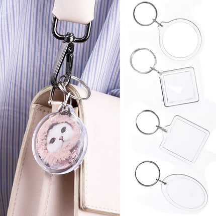 1/50Pcs DIY Transparent Acrylic Keychains Blank Photo Frame Insert Photo Split Key Pendant Key Holder Couple Anniversary Gifts