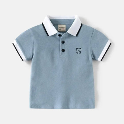 HoneyCherry Children's Short-sleeved T-shirt New Boys Polo Shirt Baby Half-sleeve Embroidery Tops Kids Designer Clothes