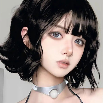 Black Short Curly Hair Wig for Women High Quality Synthetic Natural Big Wave Fashion Ladies Wig