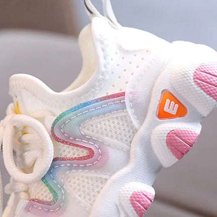 2022 Breathable Toddler Boy Sneakers Stretch Fabric Fashionable Baby Running Shoes Pink School Girl Sports Shoes Sneakers