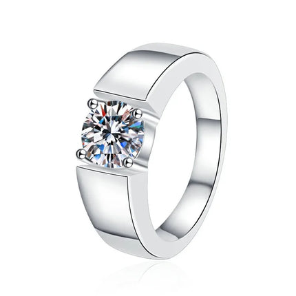 D VVS1 Moissanite 0.5-2ct 925 Sterling Silver Ring for Women Man Jewelry Shining Classic Imitation Diamond Wedding Ring Gifts