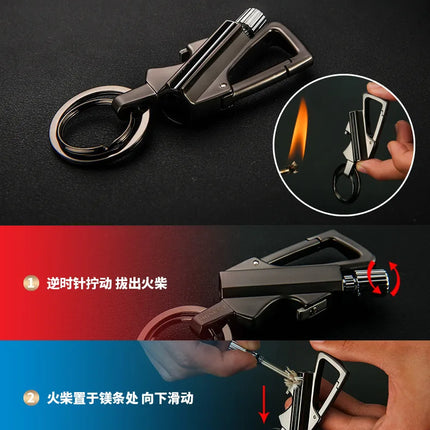 2026 New Multifunctional Match Kerosine Lighter Keychain Outdoor Waterproof Portable Igniter Smoking Accessories Gift Wholesale