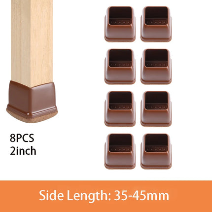 Chair Leg Caps Rubber Feet Protector Stool Table Furniture Leg Cover Non Slip Felt Bottom Pads Round Square Floor Protectors