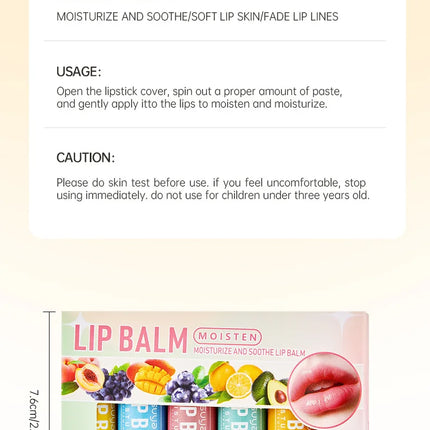 Fruit Flavor Lip Balm Set Moisturizing Lip Care Lip Balm Winter Lip Moisturizing Care Products Beauty and Health Products
