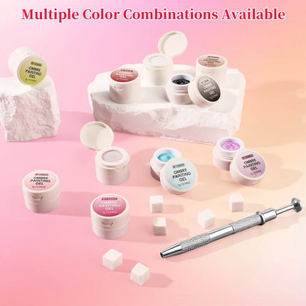 10-Color Cushion Gradient Painting Gel, UV/LED Blush Tap Gel, Nail Art Cushion Tap Gel Painting Tool