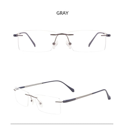 Ultralight Men Rimless Prescription Glasses Frameless Reading Computer Driving Blue Light Blocking Myopia Eyeglasses Progressive