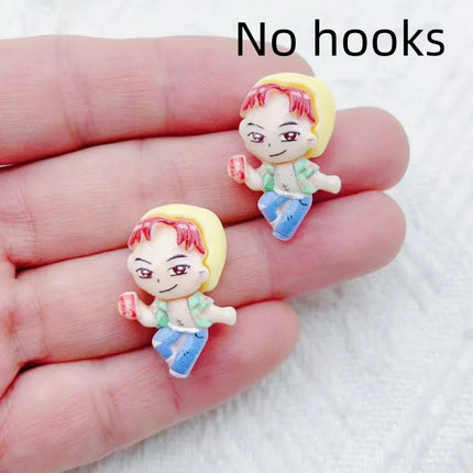 10pcs resin cartoon character jewelry earrings necklaces bracelets pendants DIY accessories