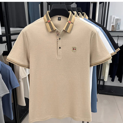 Summer 2025 men's golf fashion short-sleeved polo shirt, high-end design, exquisite ice silk embroidery, breathable T-shirt