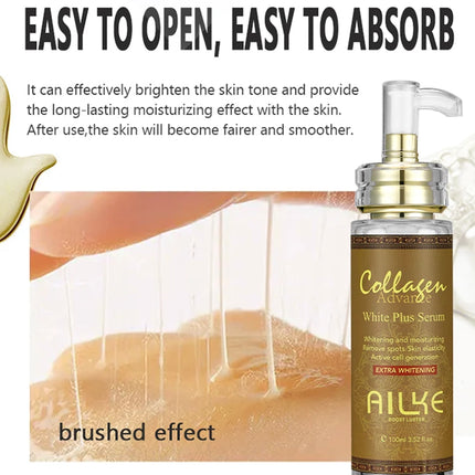 AILKE Skin Whitening Face Serum, Reduce Spots, Moisturizing, Even Skin Tone, With Organic Collagen, Skin Lightening Body Serum