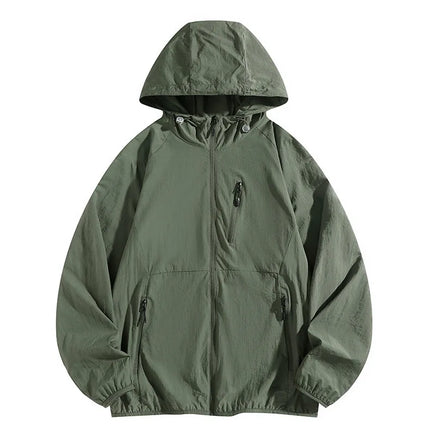 Men's Summer Thin Fishing Jacket UPF50+ UV Protection Quick Dry Hat Outdoor Clothing Breathable Tight Fit Linen Polo Shirt