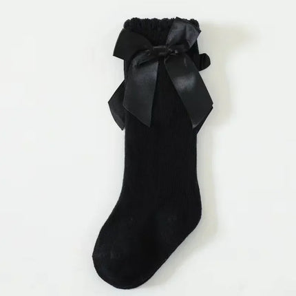 Red Bow Tie Knee High Tube Socks Girls' Christmas Stockings Infants Toddlers Soft Cotton Children Non Slip Floor Socks Baby Gift