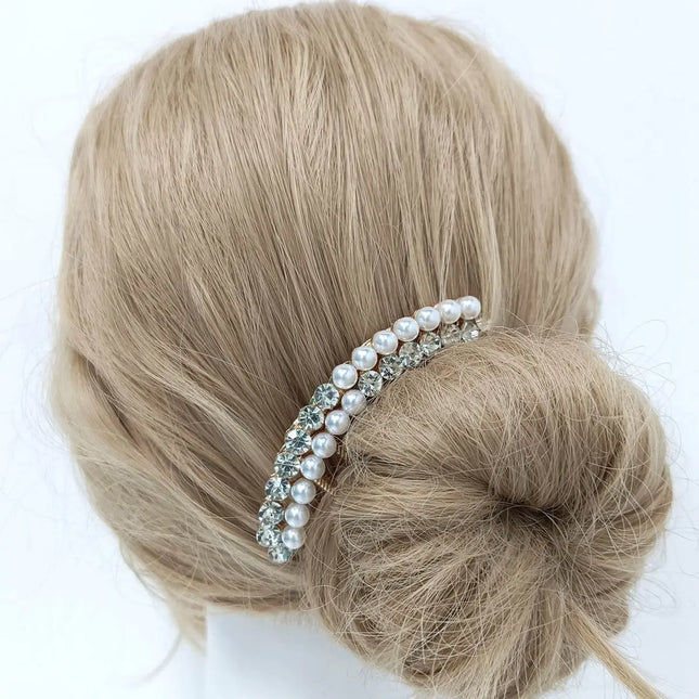 Pearl Rhinestone Metal Pan Hair Insert Comb Ball Head New Year Pan Hair Comb Hairpin Mother's Day Holiday Gift Hair Accessory