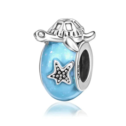 925 Sterling Silver Blue Ocean Series Beaded Charms  Pendant Fit for The Brand's DIY Bracelet Women Jewelry Girlfriend Gifts