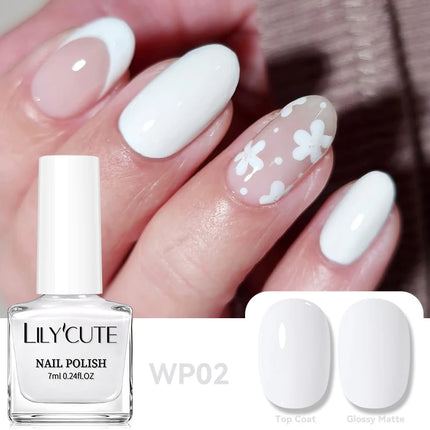 LILYCUTE 7ml Water-based Nail Polish Red Glitter Sequins Long Lasting Quick Drying No Need of Lamp to Cure Vernis for Nails